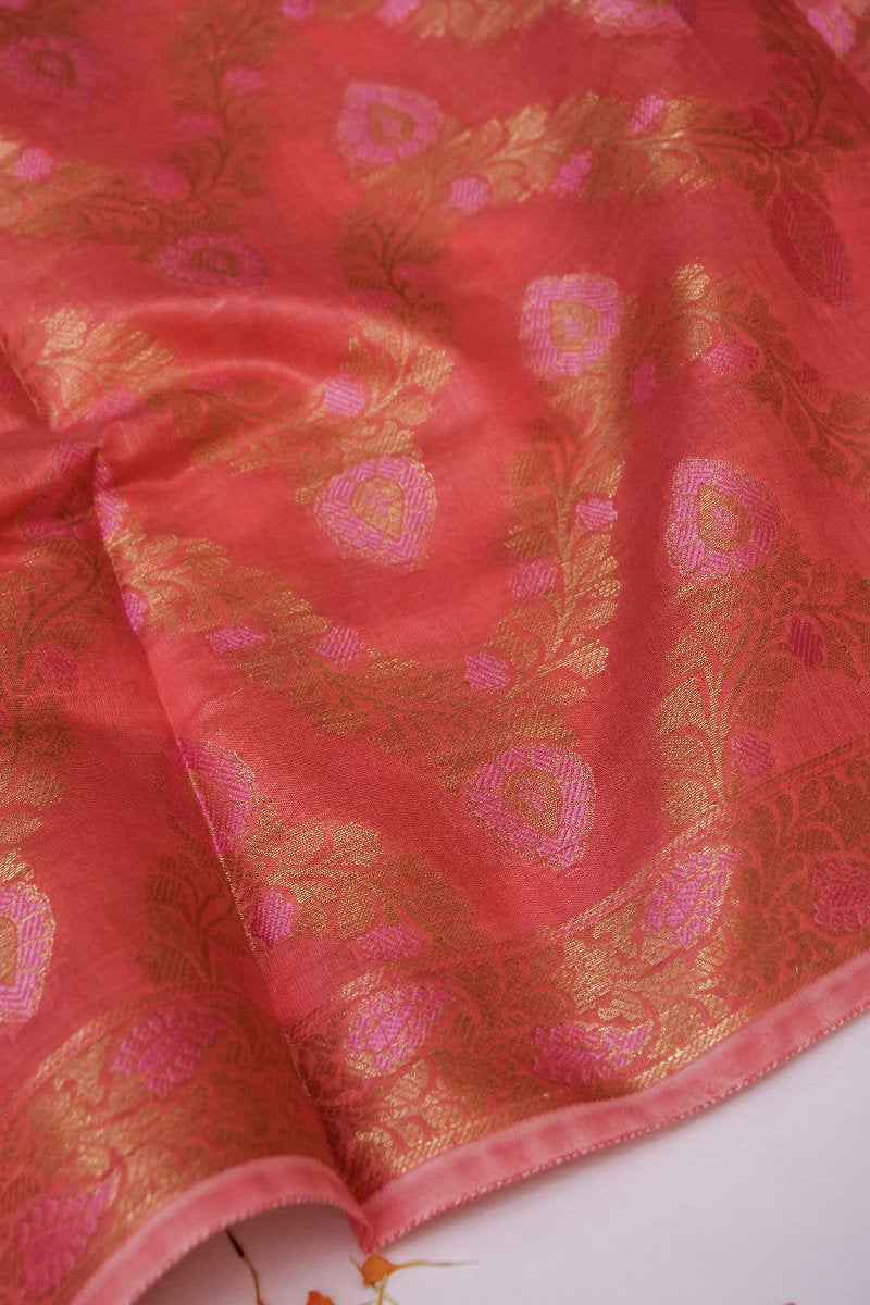 BANARASI COTTON SILK GAJRI PINK COLOR UNSTICHED SUIT