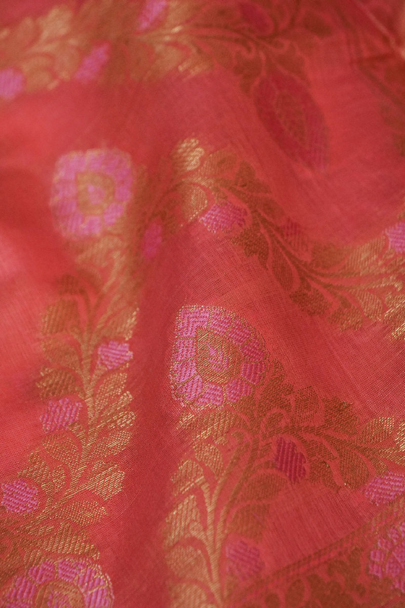 BANARASI COTTON SILK GAJRI PINK COLOR UNSTICHED SUIT