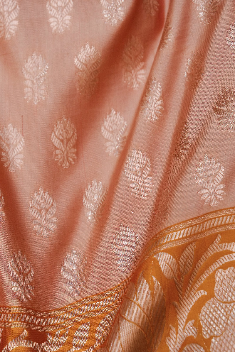 BANARASI TAFFETA SILK VAGE WITH RUST COLOR BORDER UNSTICHED SUIT
