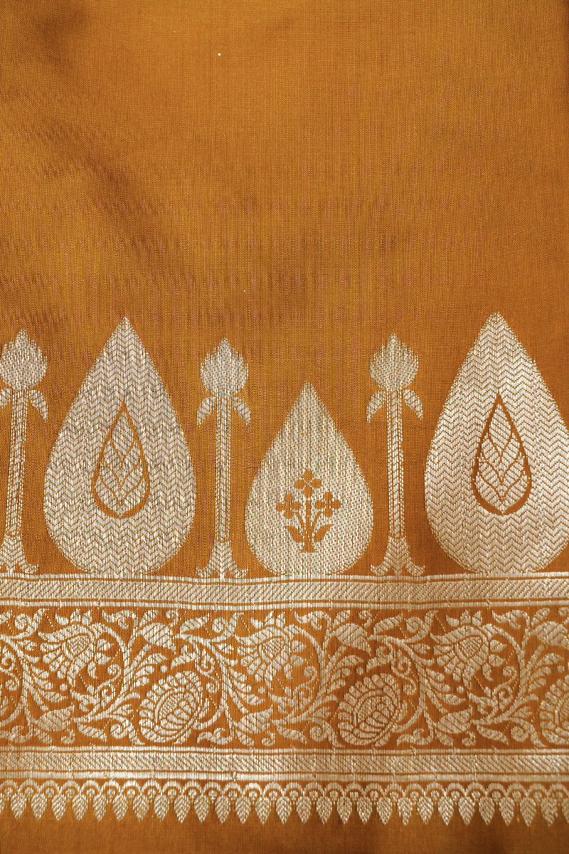 BANARASI TAFFETA SILK RUST COLOR UNSTICHED SUIT