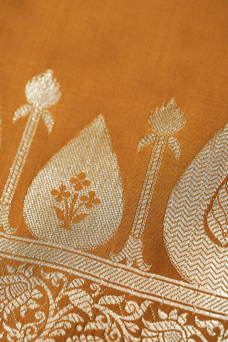 BANARASI TAFFETA SILK RUST COLOR UNSTICHED SUIT