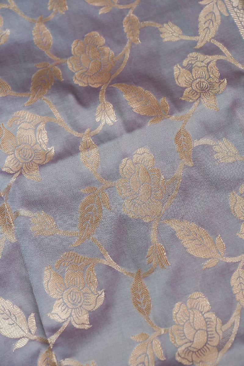 BANARASI TAFFETA SILK GREY COLOR UNSTICHED SUIT