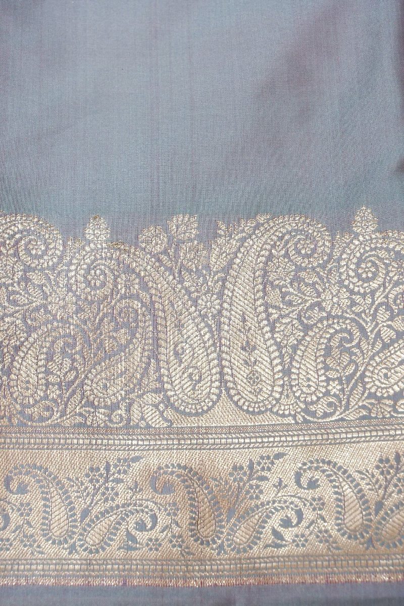 BANARASI TAFFETA SILK GREY COLOR UNSTICHED SUIT