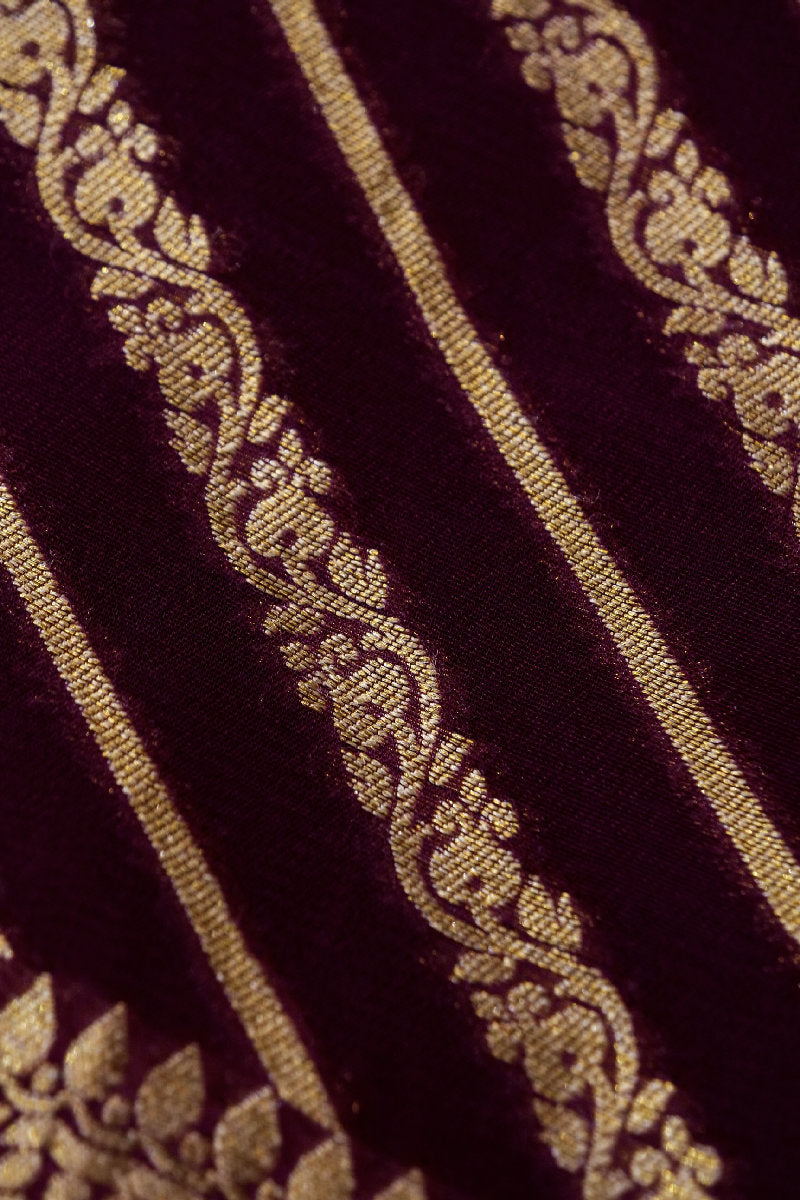 GEORGETTE BANARASI SILK DARK WINE COLOR UNSTICHED SUIT