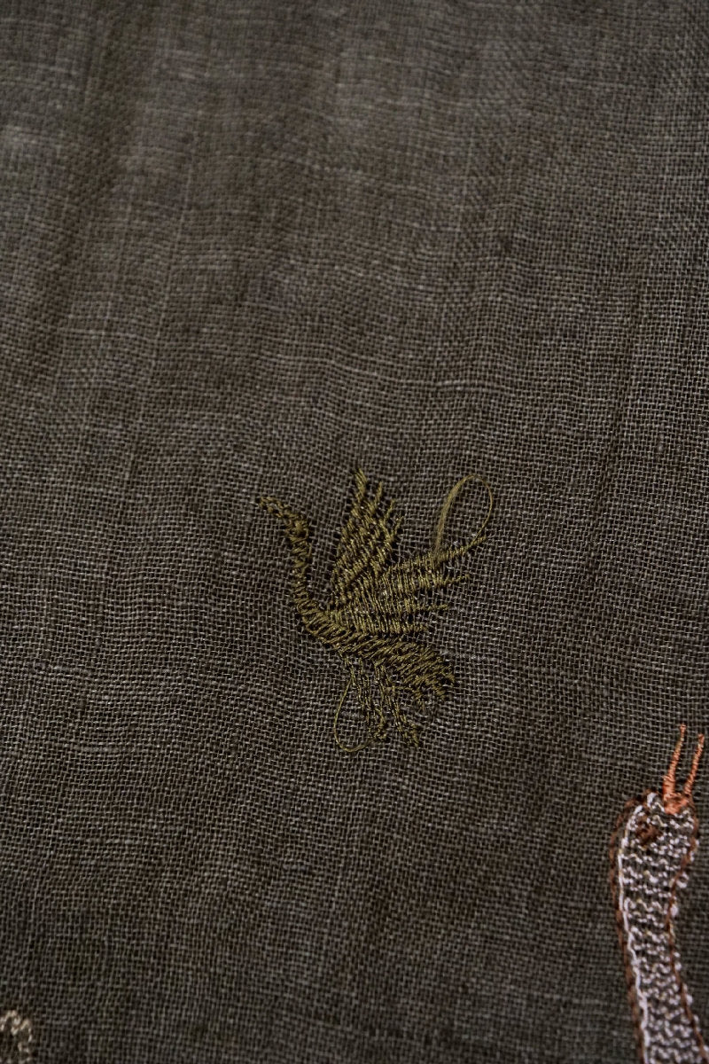 BANARASI LINEN COTTON SILK DARK GREY COLOR UNSTICHED SUIT