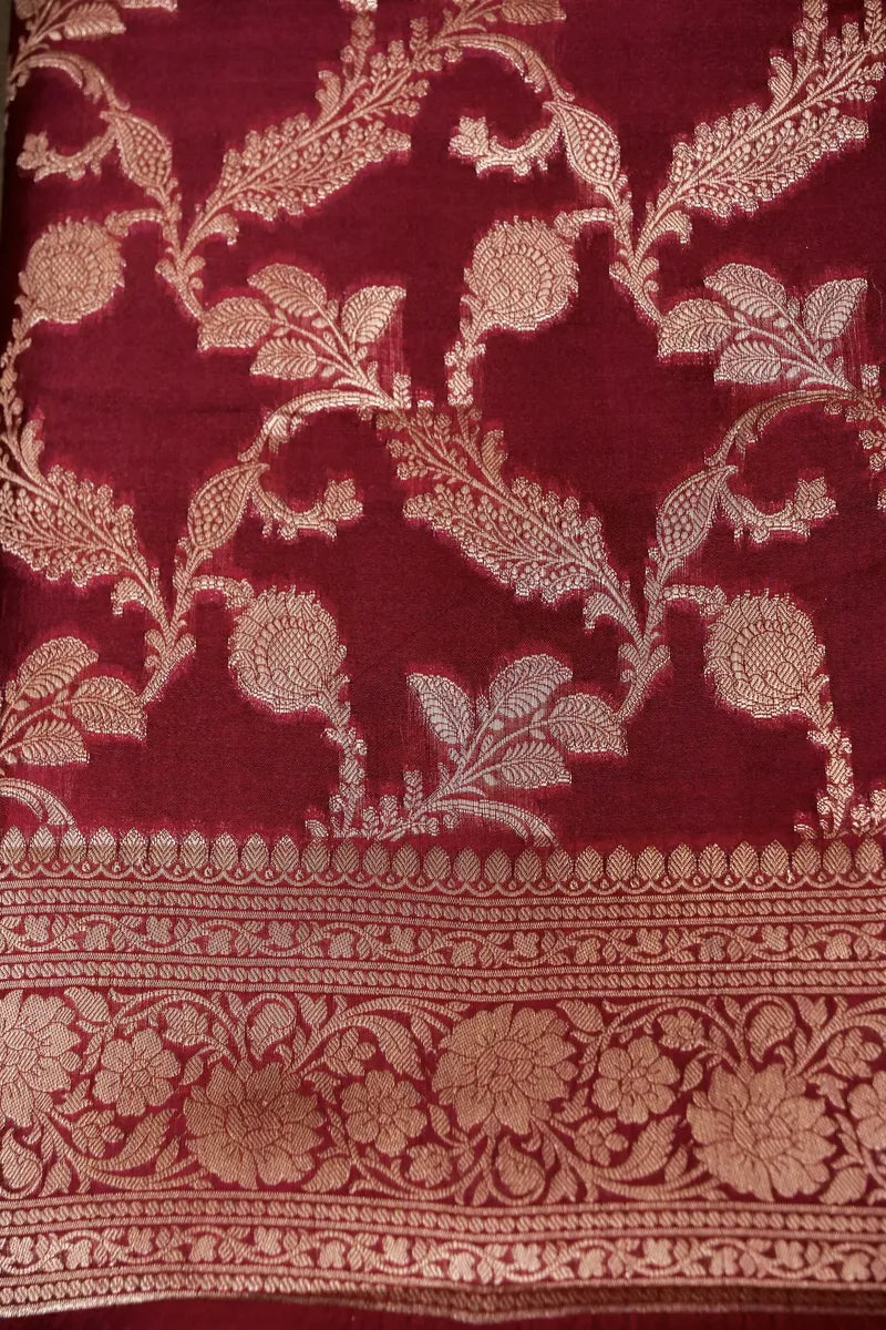 BANARASI KATAN SILK MAROON COLOR UNSTITCHED SUIT