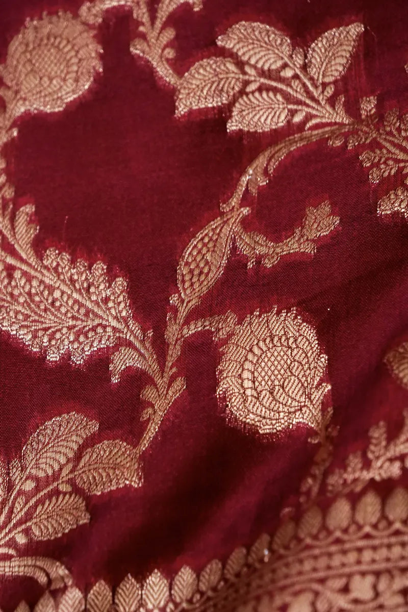 BANARASI KATAN SILK MAROON COLOR UNSTITCHED SUIT
