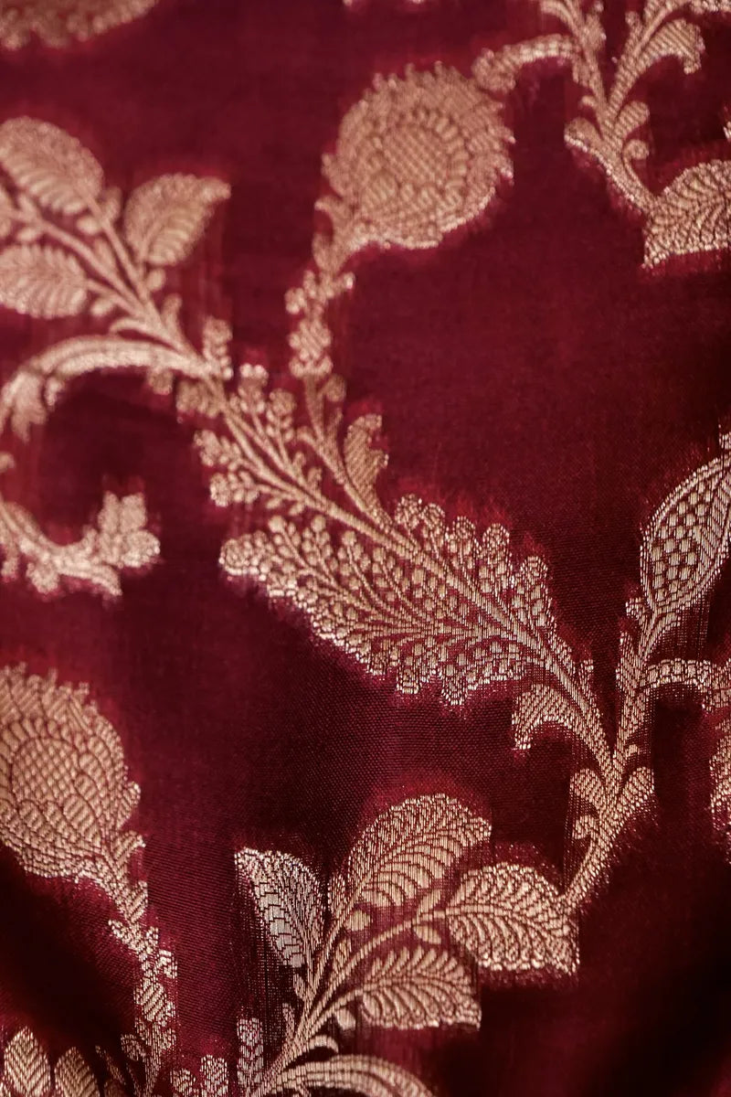 BANARASI KATAN SILK MAROON COLOR UNSTITCHED SUIT