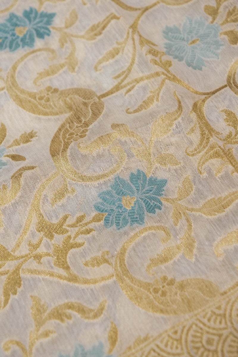 PURE CHANDERI SILK OFF WHITE COLOR UNSTICHED SUIT