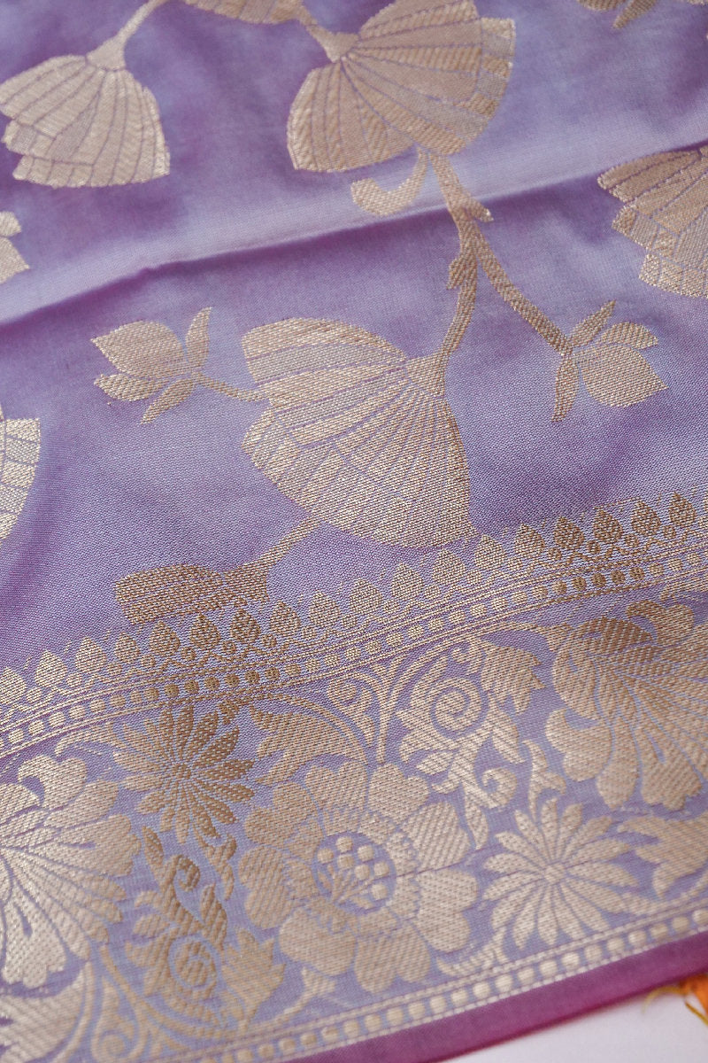 BANARASI TAFFETA SILK PASTEL PURPLE COLOR UNSTICHED SUIT