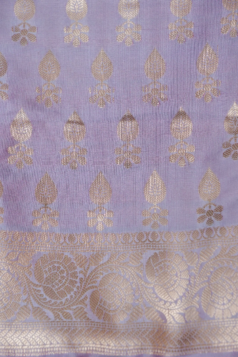 BANARASI TAFFETA SILK PASTEL PURPLE COLOR UNSTICHED SUIT