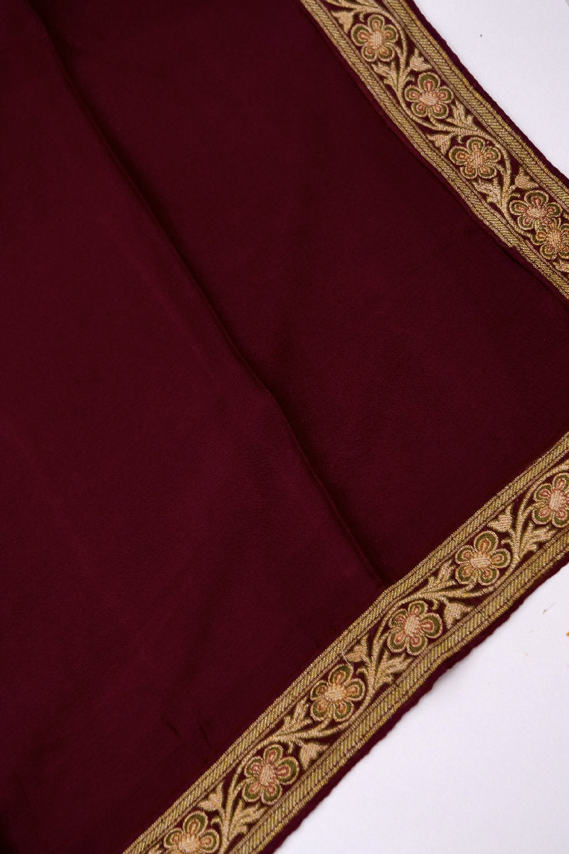 BANARASI KHADDI SILK WINE COLOR UNSTICHED SUIT