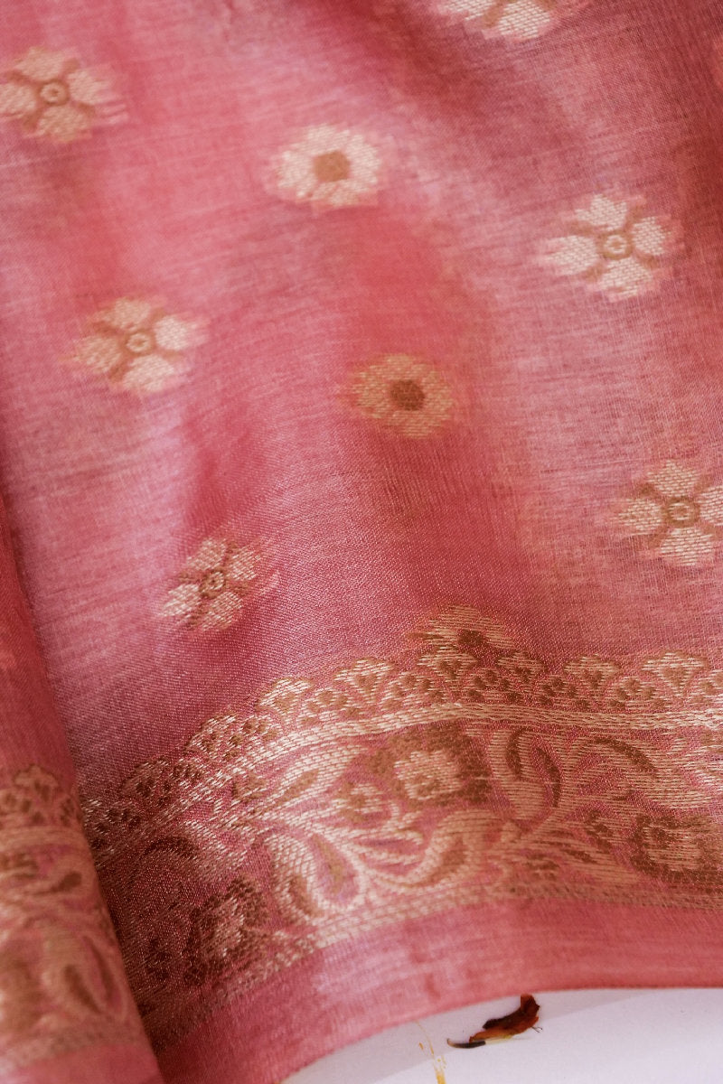 BANARASI TUSSAR SILK DARK ONION PINK COLOR UNSTICHED SUIT