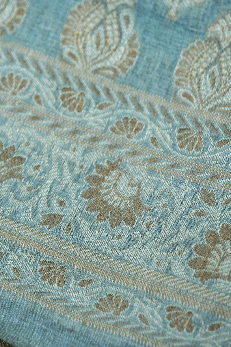 BANARASI TUSSAR SILK PASTEL GREY COLOR UNSTICHED SUIT