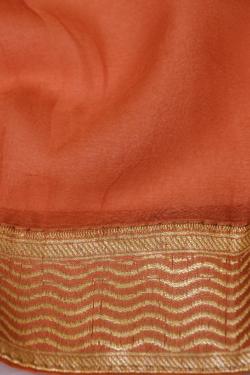 BANARASI BUTTER SILK RUST COLOR UNSTITCHED SUIT