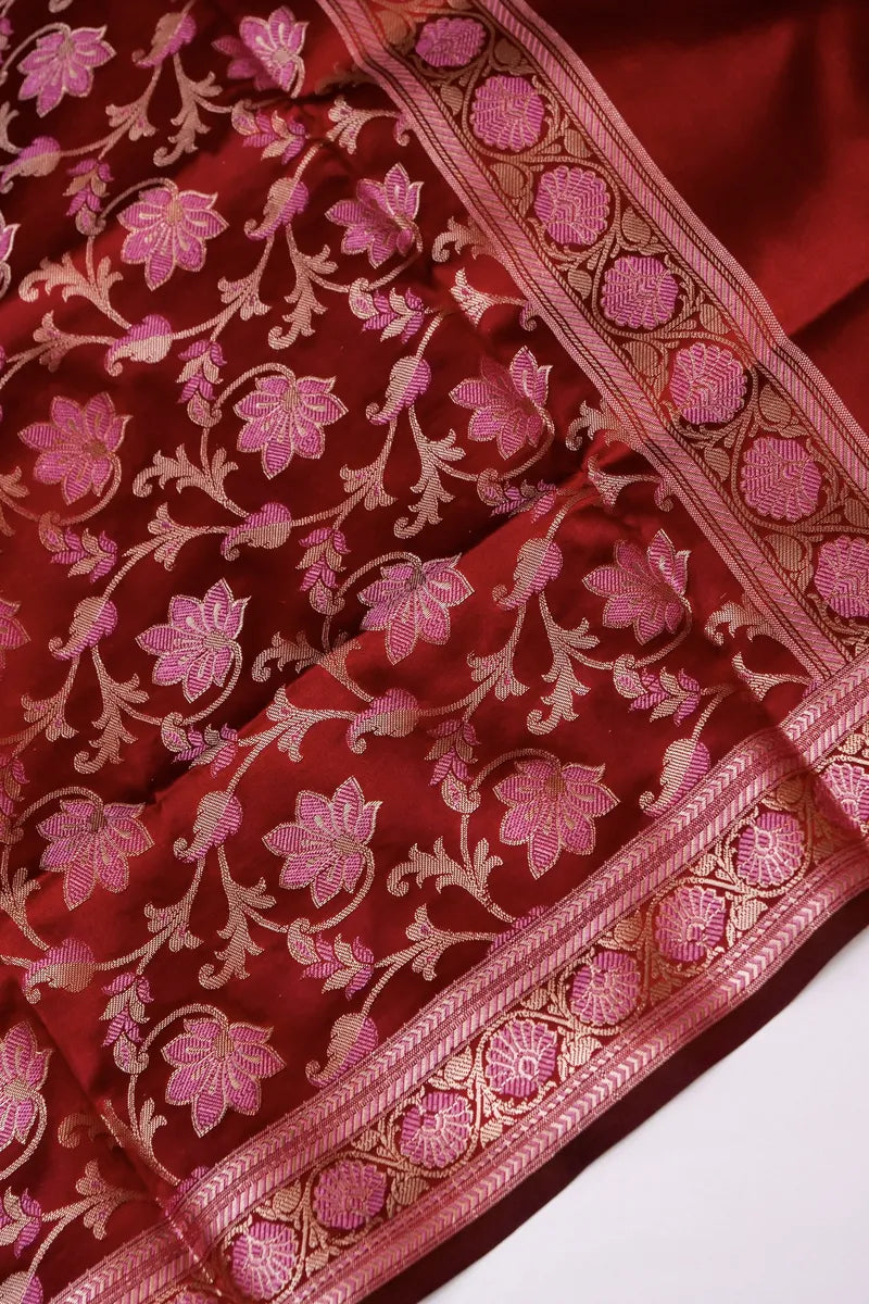BANARASI TAFFETA SILK ONION PINK UNSTICHED SUIT