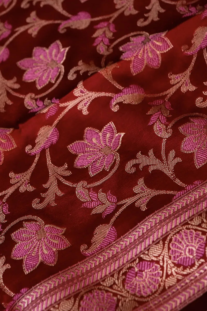 BANARASI TAFFETA SILK ONION PINK UNSTICHED SUIT