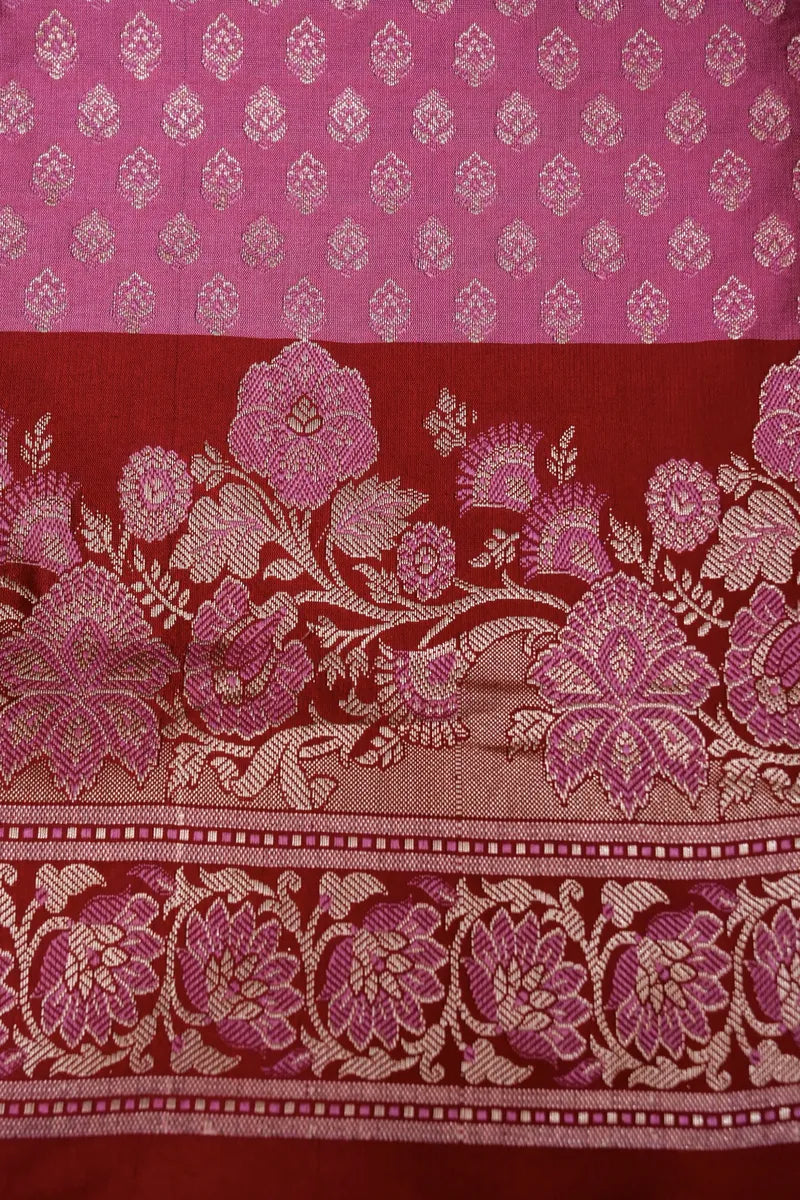 BANARASI TAFFETA SILK ONION PINK UNSTICHED SUIT