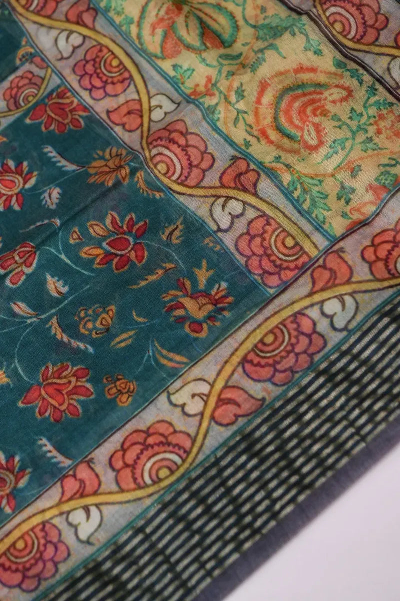 BANARASI COTTON SILK NAVY BLUE COLOR BORDER UNSTICHED SUIT
