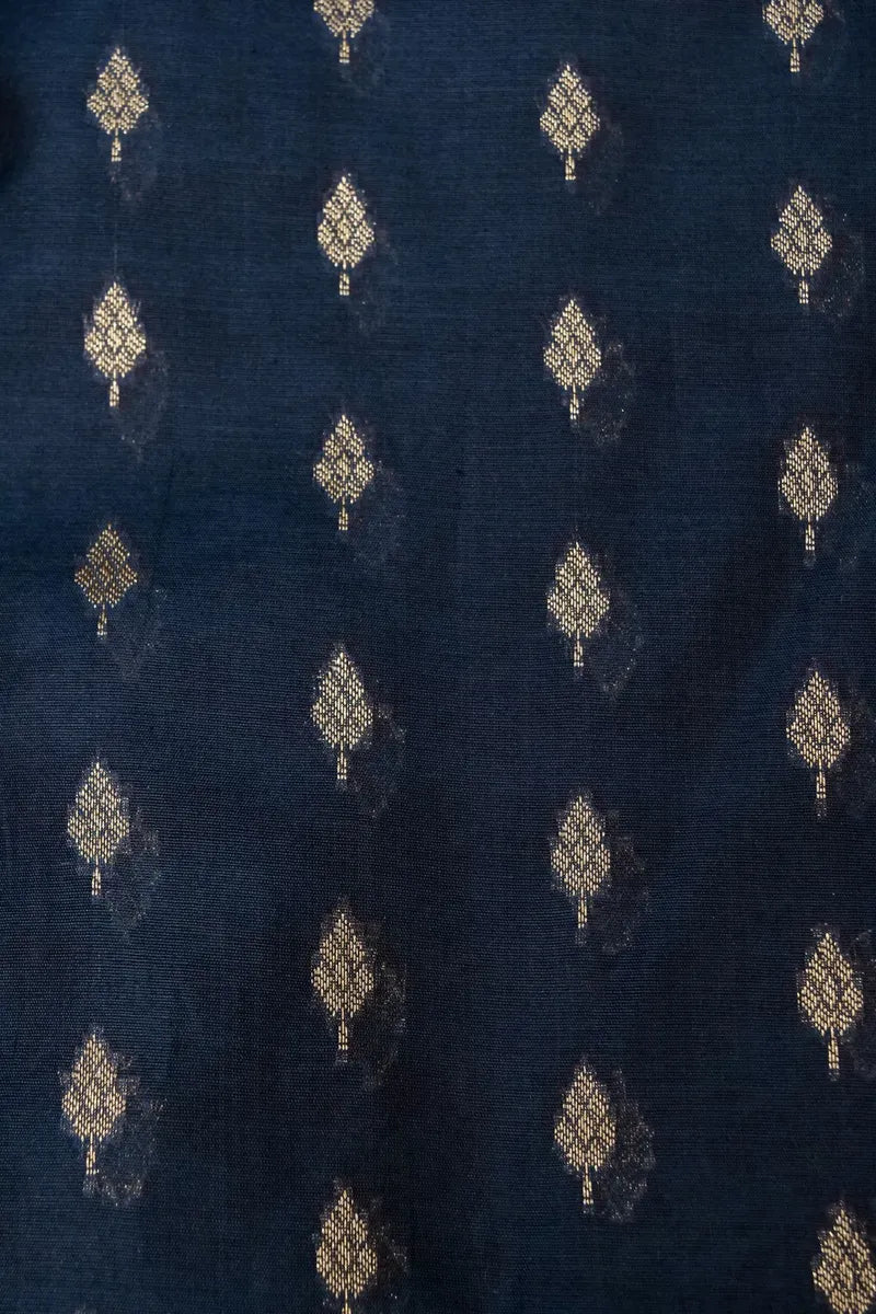 BANARASI COTTON SILK NAVY BLUE COLOR BORDER UNSTICHED SUIT