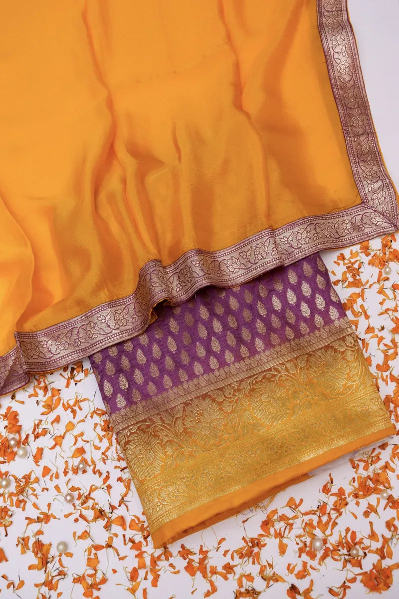 BANARASI SILK LAVENDAR COLOR UNSTICHED SUIT