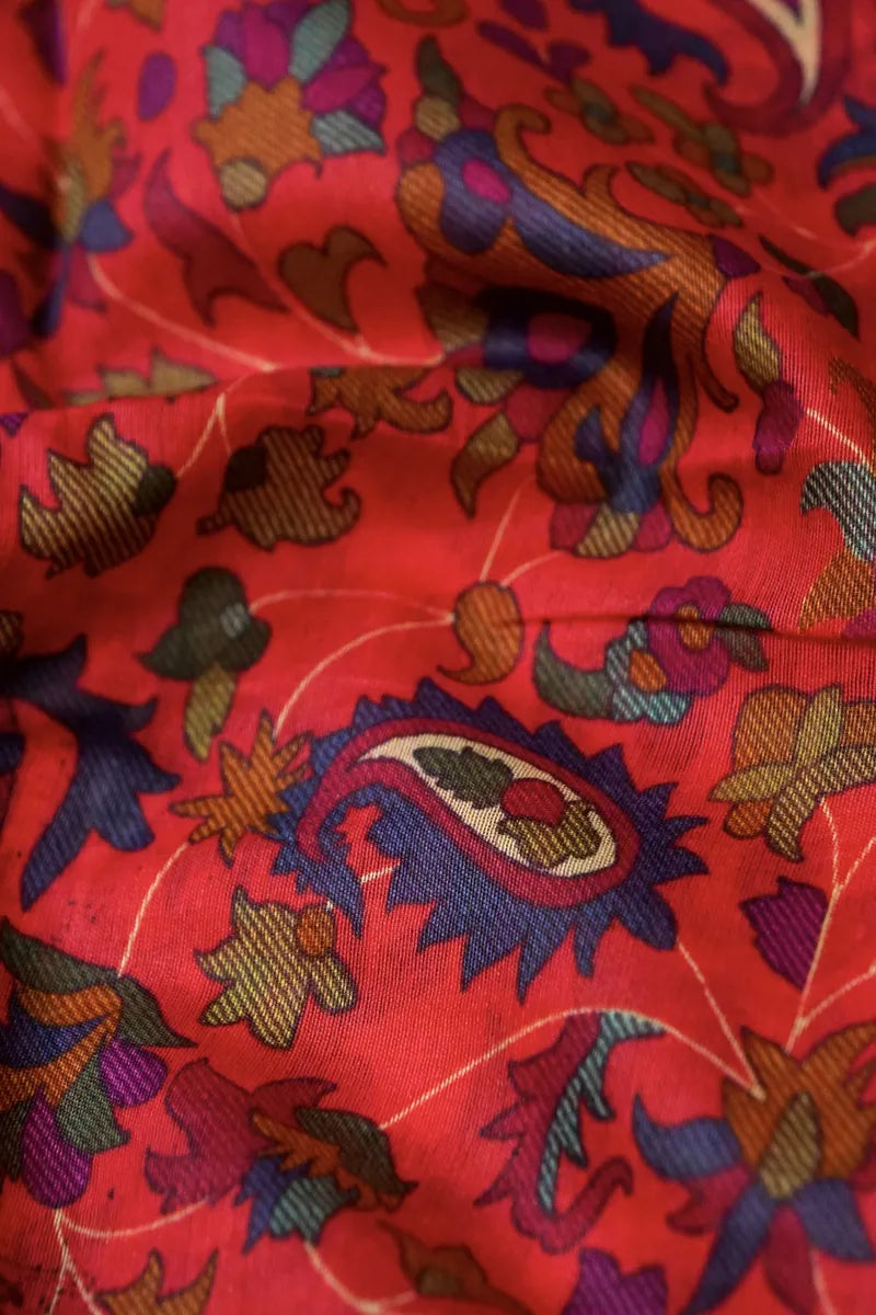BANARASI COTTON SILK RED COLOR UNSTITCHED SUIT