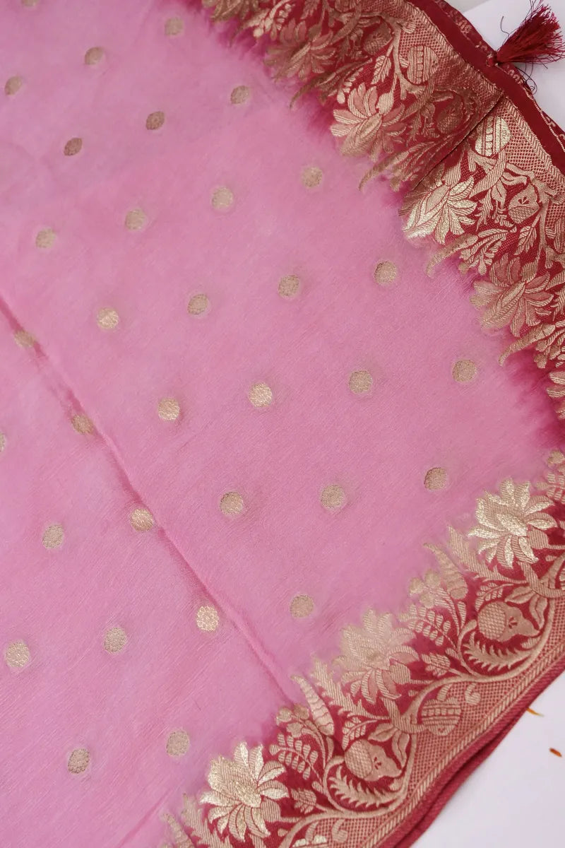 BANARASI DOLLA SILK PASTEL MAROON COLOR UNSTITCHED SUIT