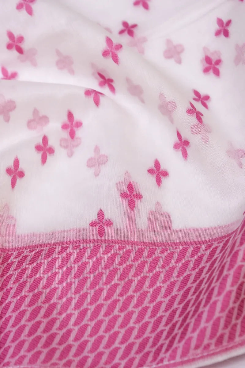 PURE BANARASI CHANDERI SILK WHITE COLOR UNSTITCHED SUIT