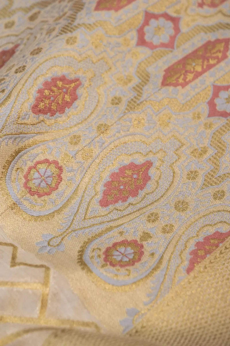 PURE BANARASI CHANDERI SILK OFF WHITE COLOR UNSTITCHED SUIT