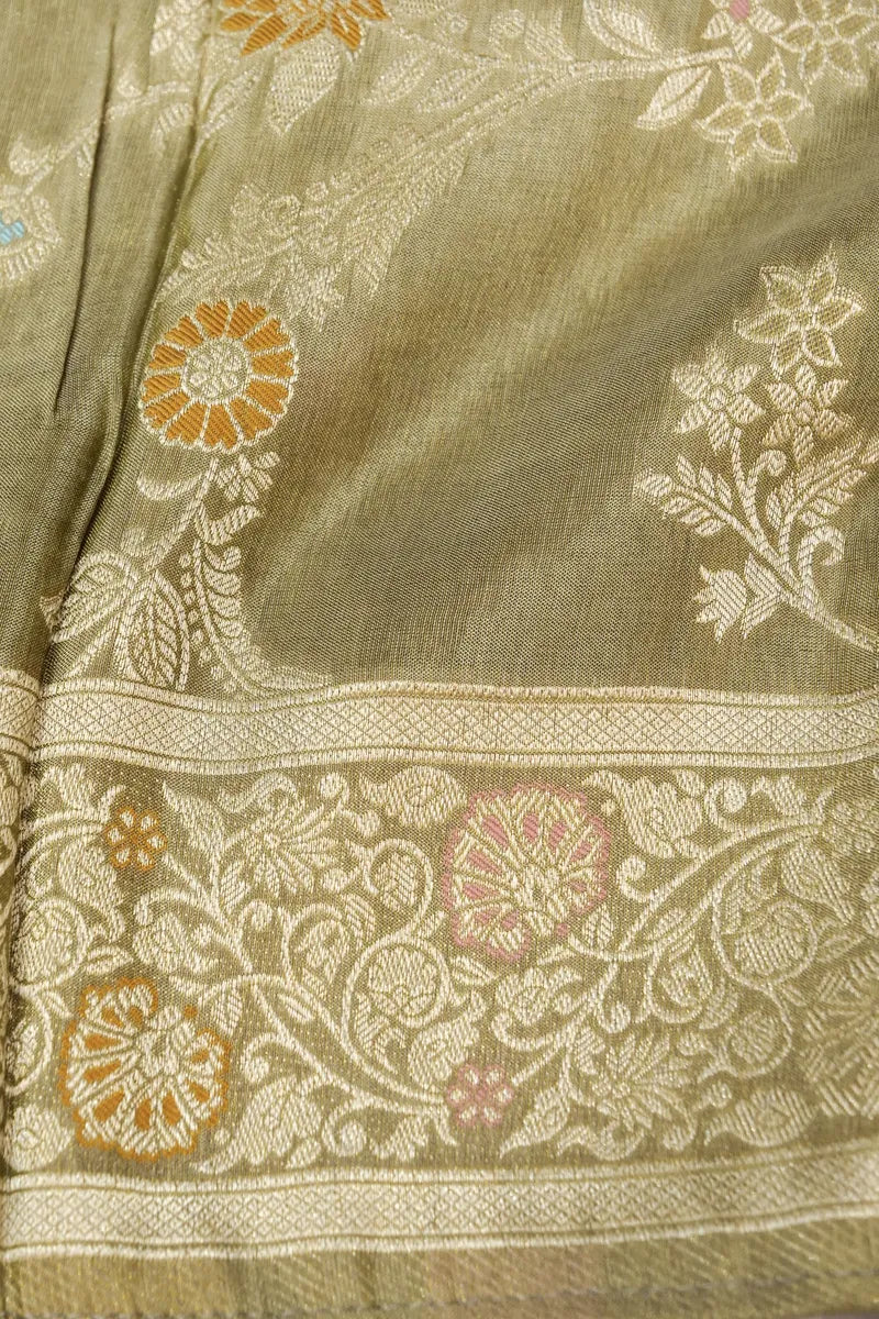 BANARASI DOLLA SILK PASTEL MEHENDI COLOR UNSTITCHED SUIT