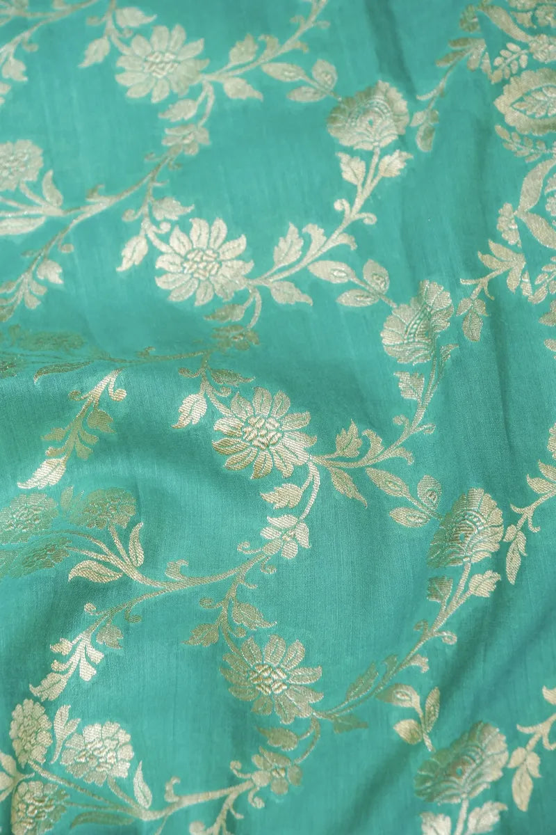 BANARASI MUNGA SILK SEA GREEN COLOR UNSTITCHED SUIT