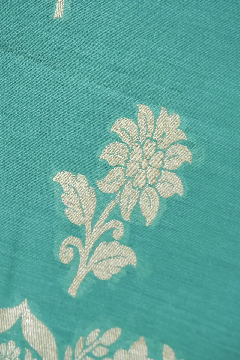 BANARASI MUNGA SILK SEA GREEN COLOR UNSTITCHED SUIT