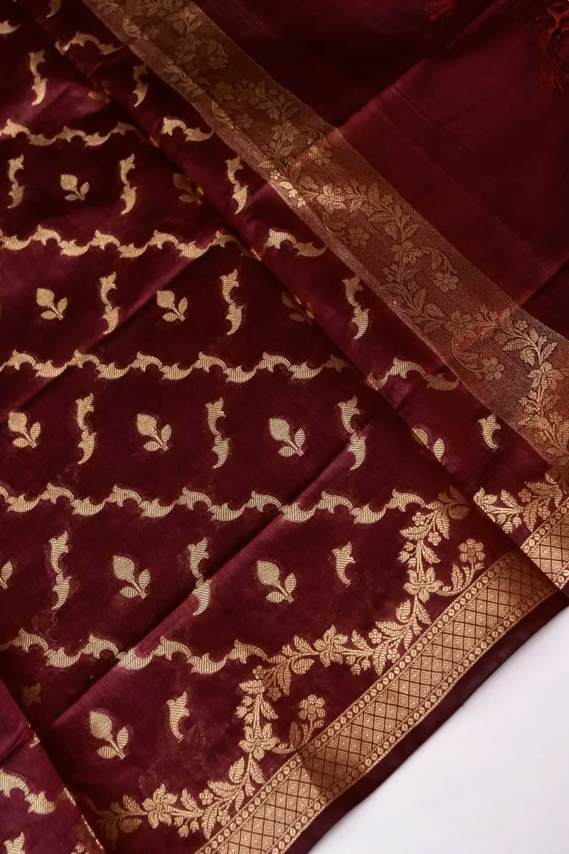 BANARASI COTTON SILK GREY COLOR UNSTITCHED SUIT