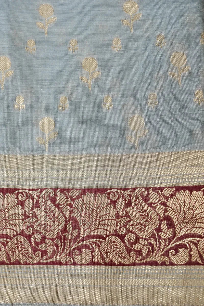 BANARASI COTTON SILK GREY COLOR UNSTITCHED SUIT
