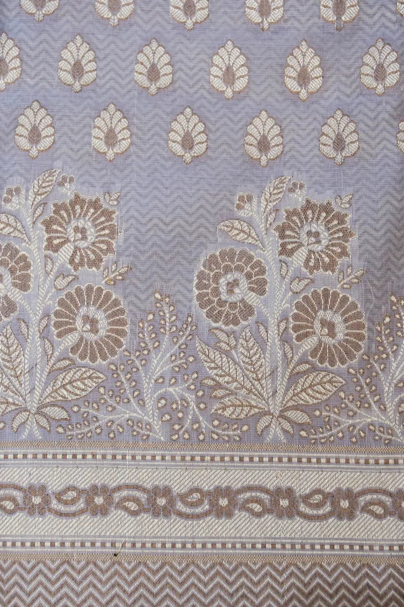 BANARASI COTTON SILK GREY COLOR UNSTITCHED SUIT