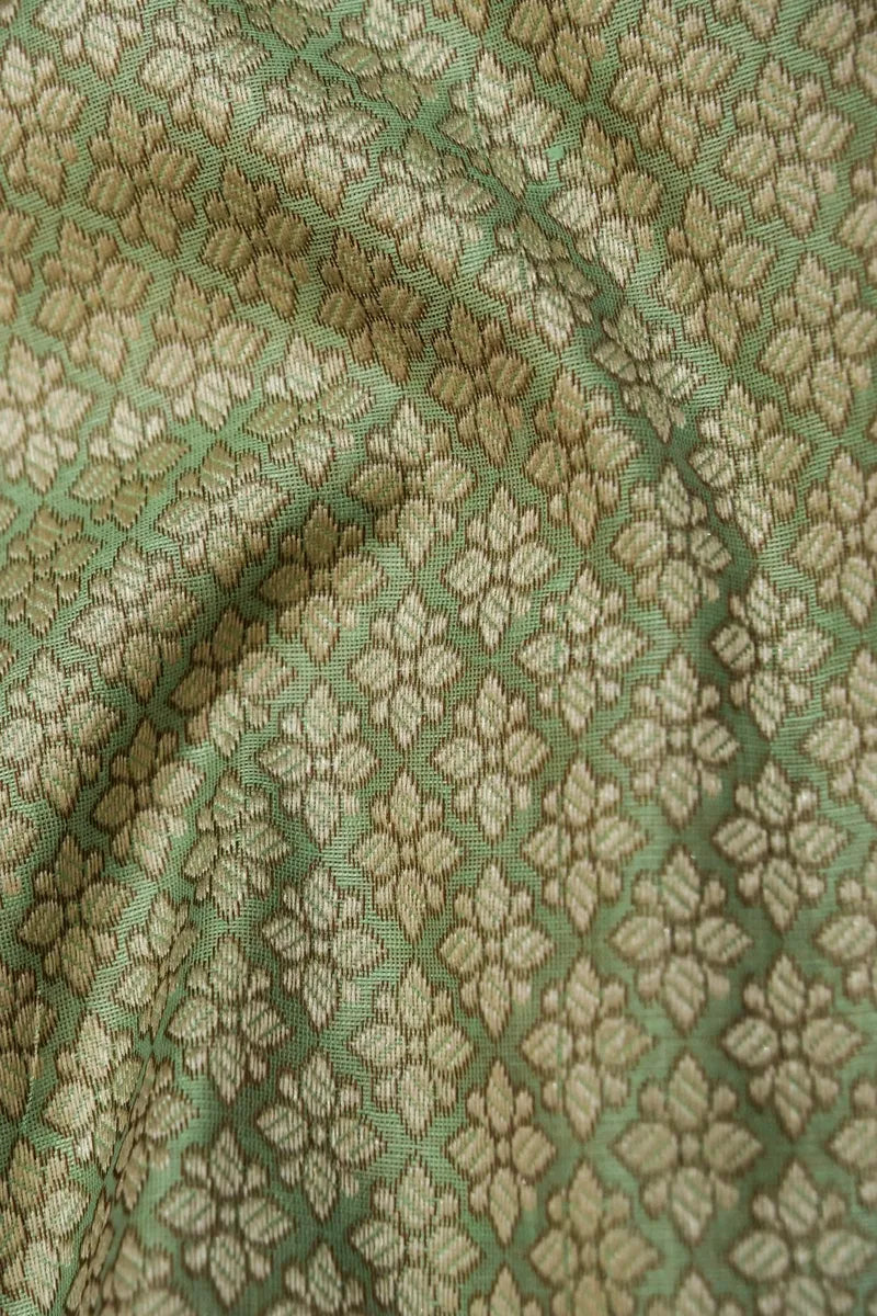 BANARASI COTTON SILK MINT GREEN COLOR UNSTITCHED SUIT
