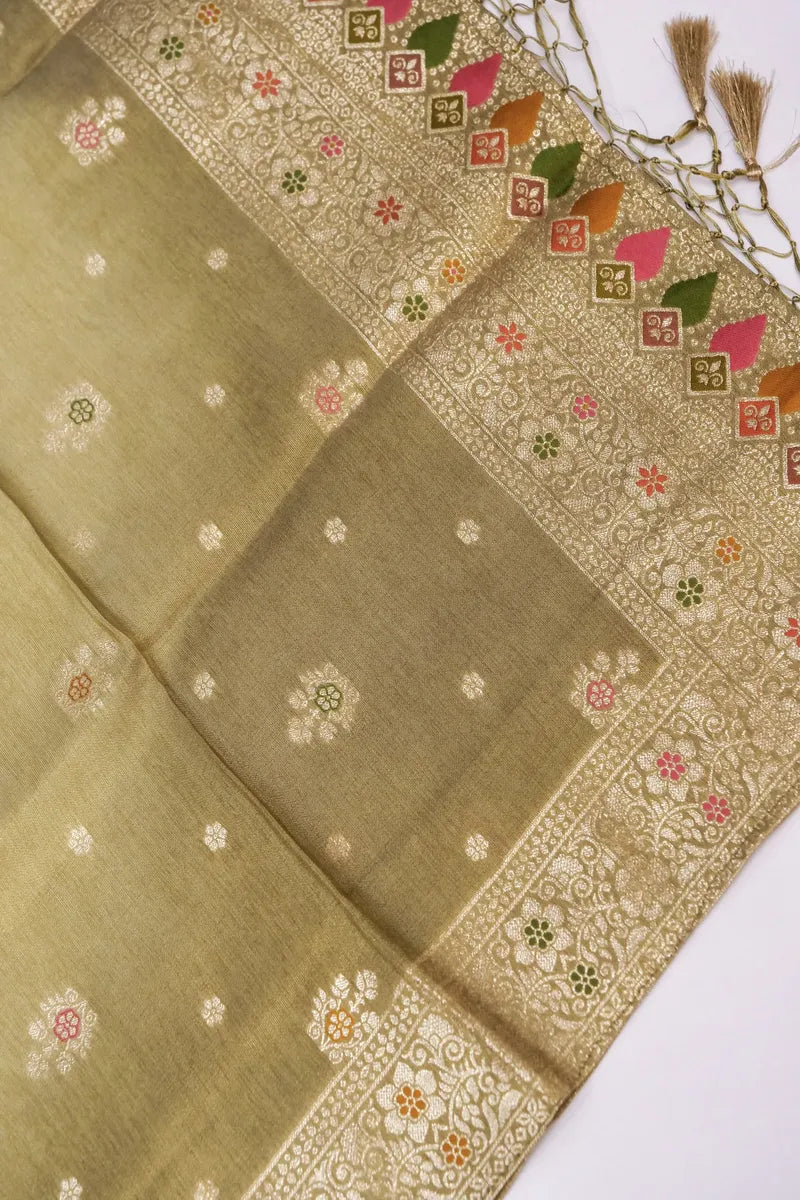 BANARASI DOLA SILK PESTAL MEHNDI COLOR UNSTITCHED SUIT