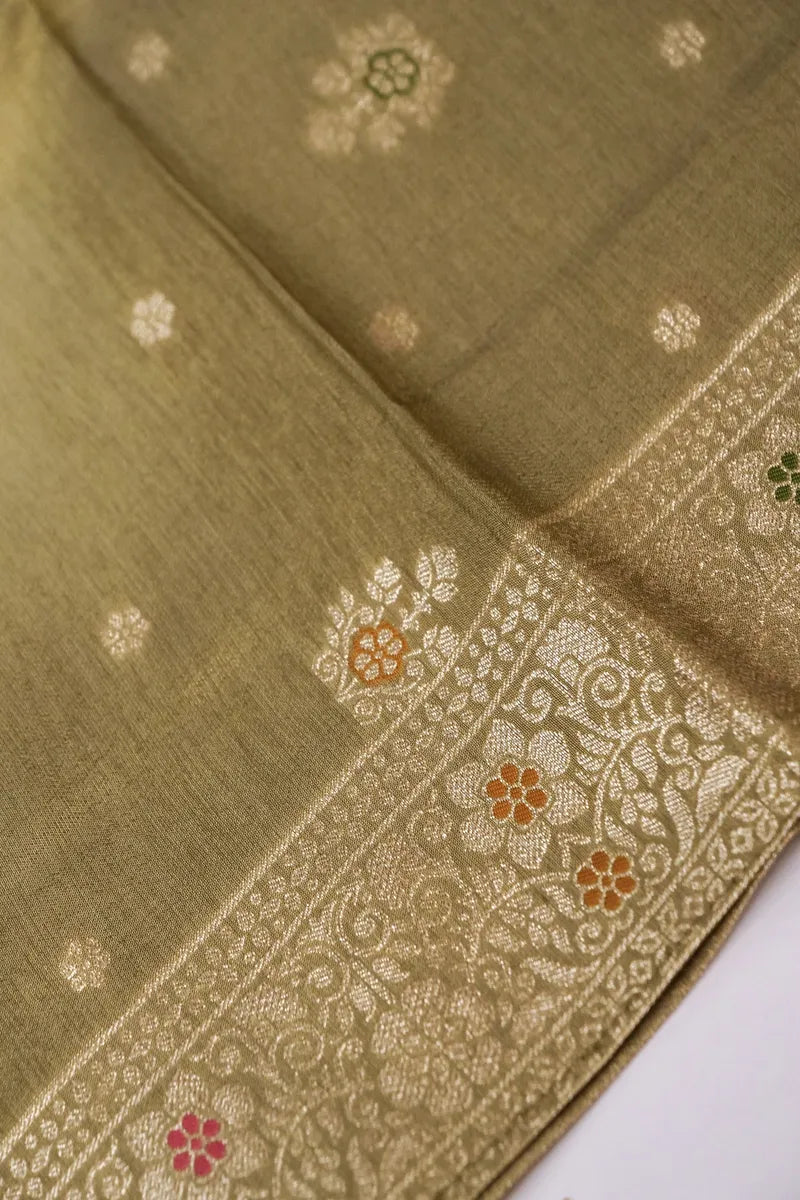BANARASI DOLA SILK PESTAL MEHNDI COLOR UNSTITCHED SUIT