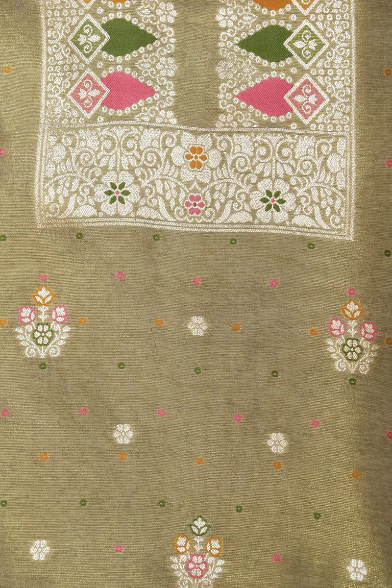 BANARASI DOLA SILK PESTAL MEHNDI COLOR UNSTITCHED SUIT