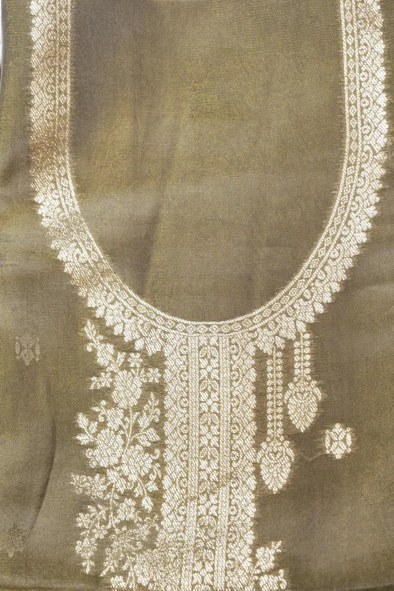 BANARASI DOLA SILK PASTEL MEHENDI COLOR UNSTITCHED SUIT
