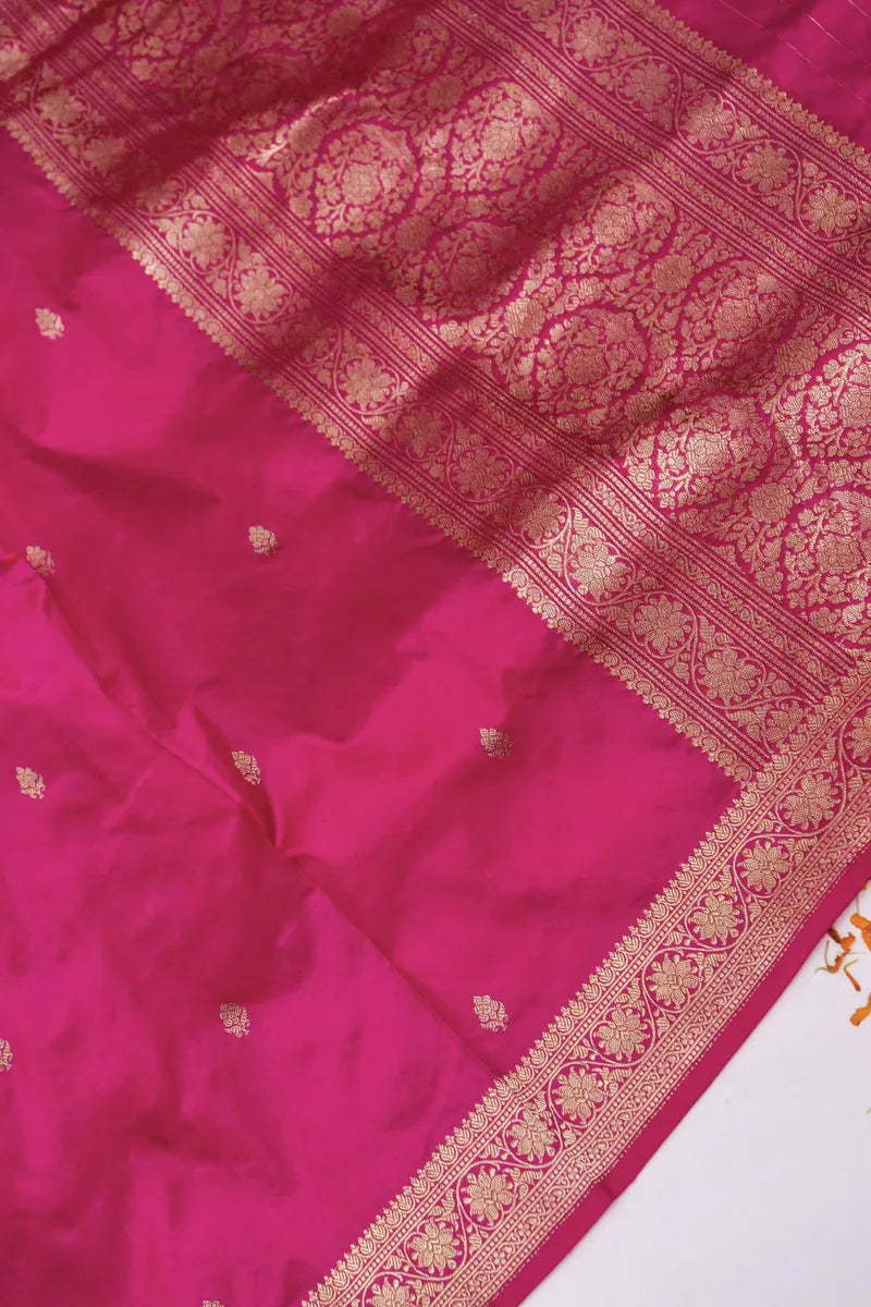 PURE BANARASI KATAN SILK RANI COLOR UNSTITCHED SUIT