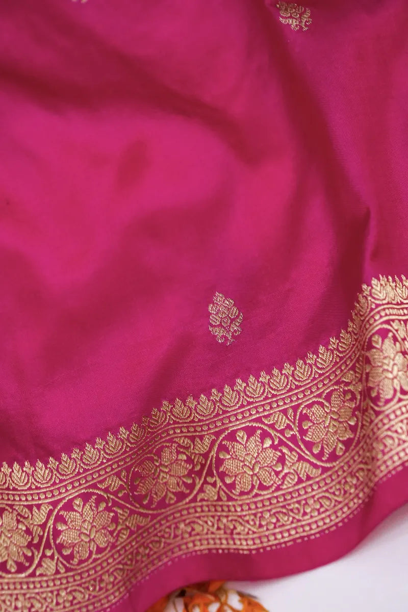 PURE BANARASI KATAN SILK RANI COLOR UNSTITCHED SUIT