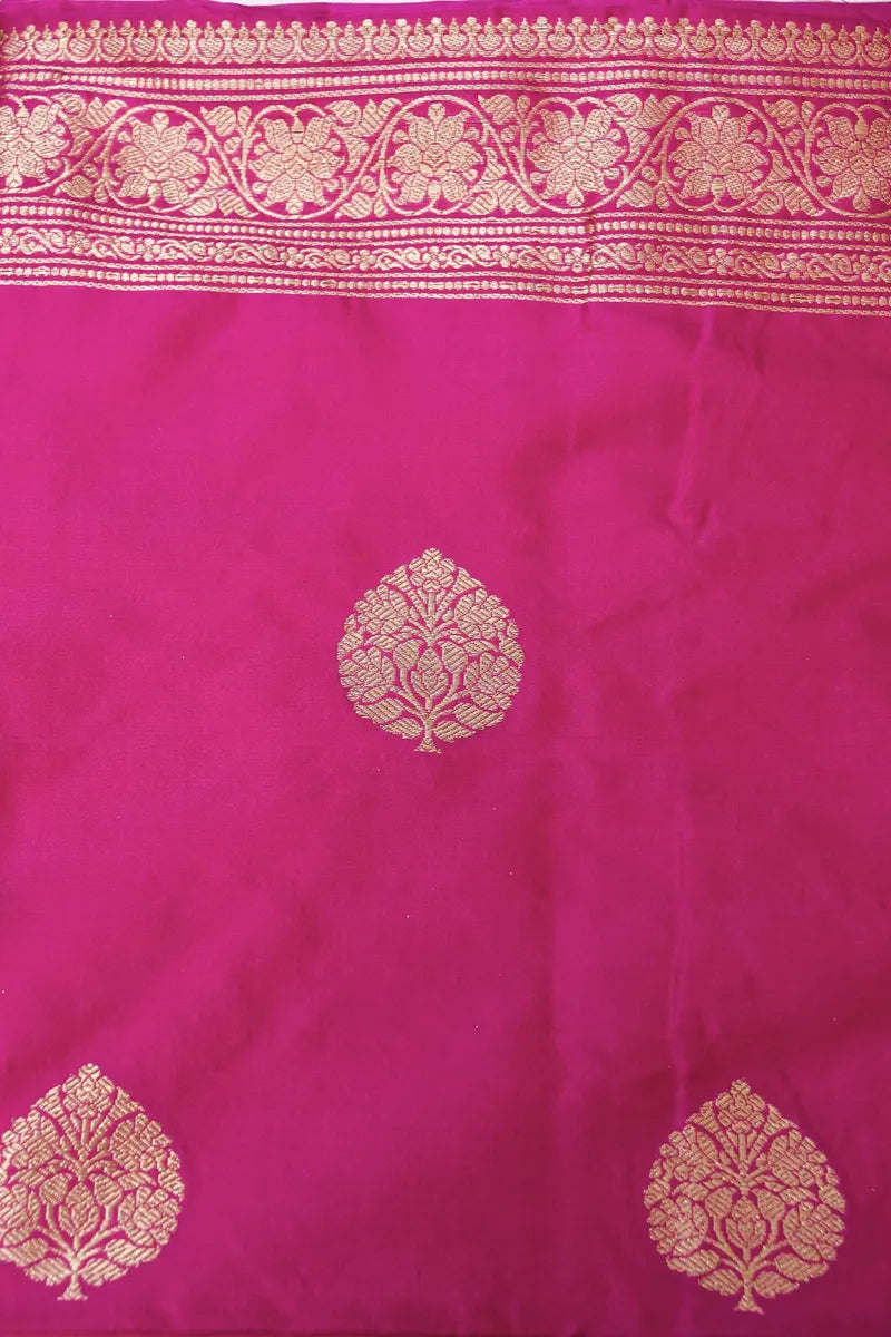 PURE BANARASI KATAN SILK RANI COLOR UNSTITCHED SUIT