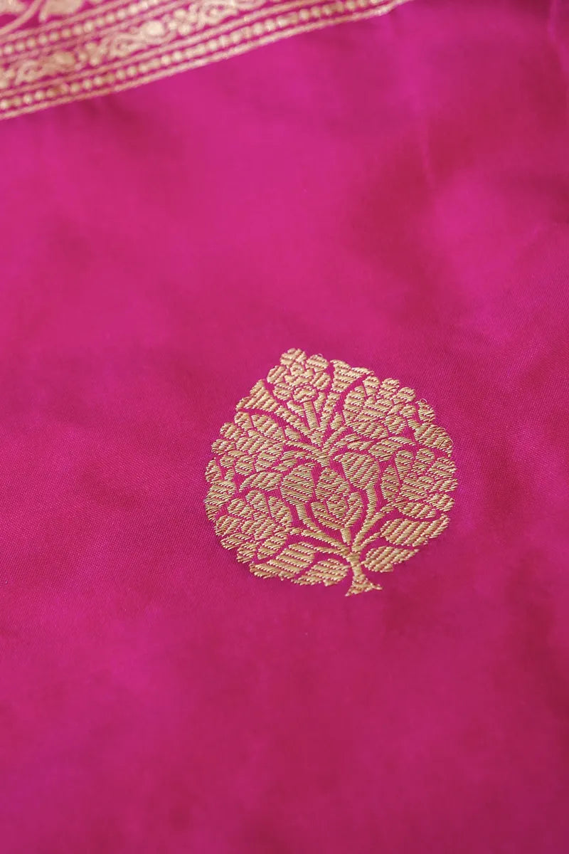 PURE BANARASI KATAN SILK RANI COLOR UNSTITCHED SUIT
