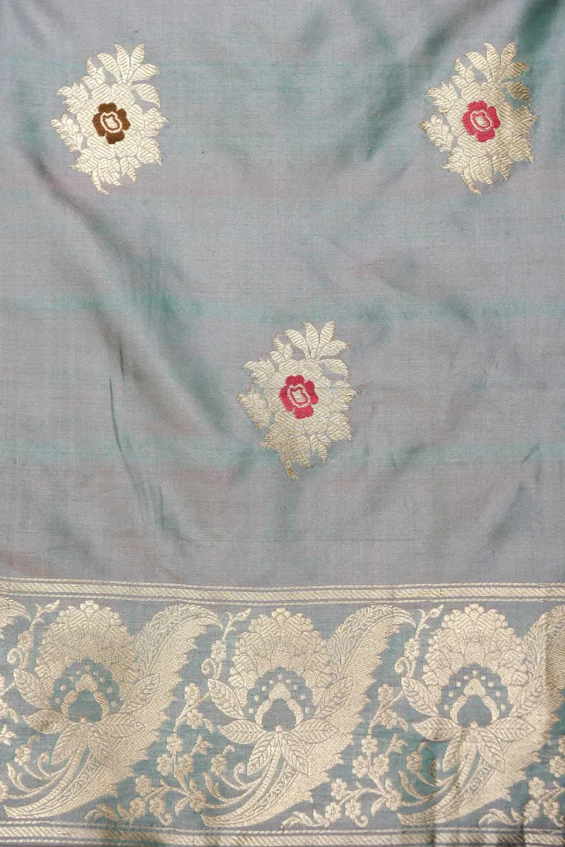 BANARASI KATAN SILK SEA GREEN COLOR UNSTITCHED SUIT