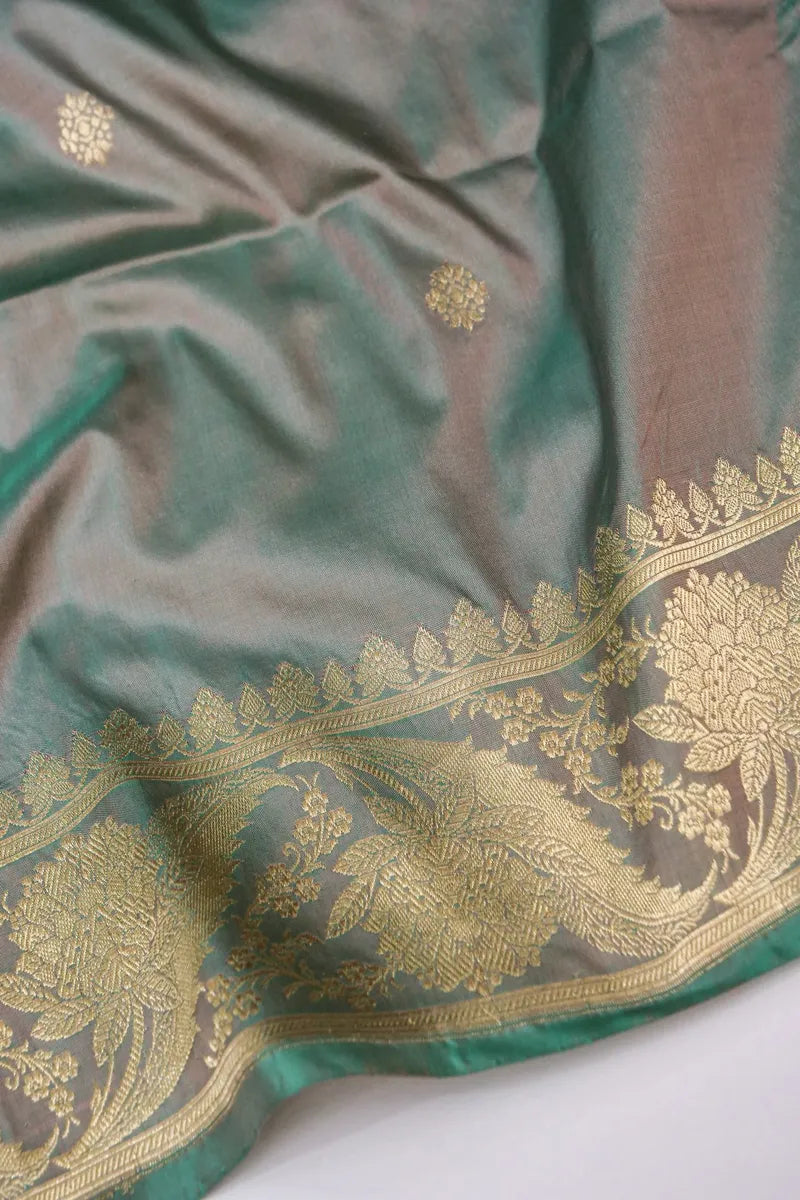 BANARASI KATAN SILK SEA GREEN COLOR UNSTITCHED SUIT