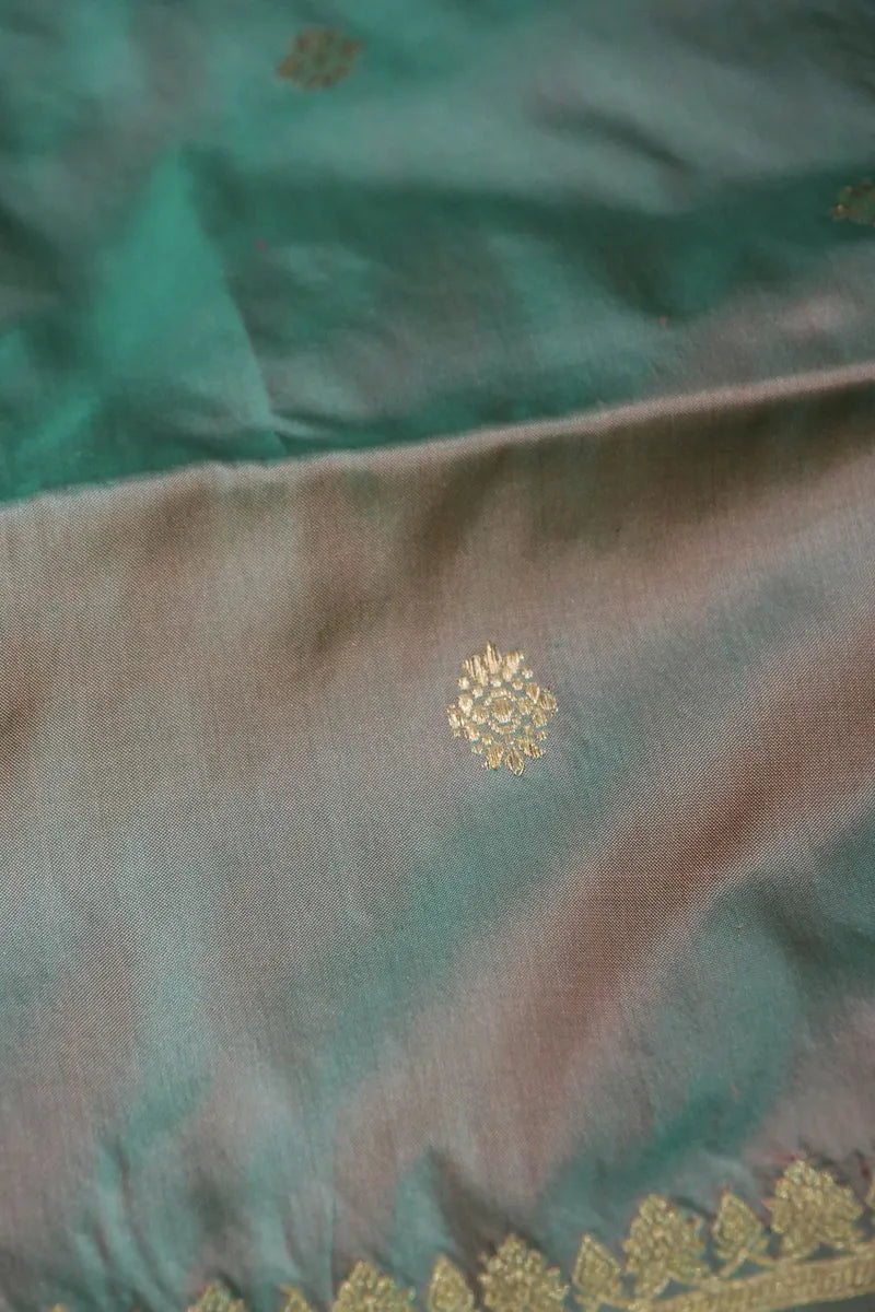 BANARASI KATAN SILK SEA GREEN COLOR UNSTITCHED SUIT
