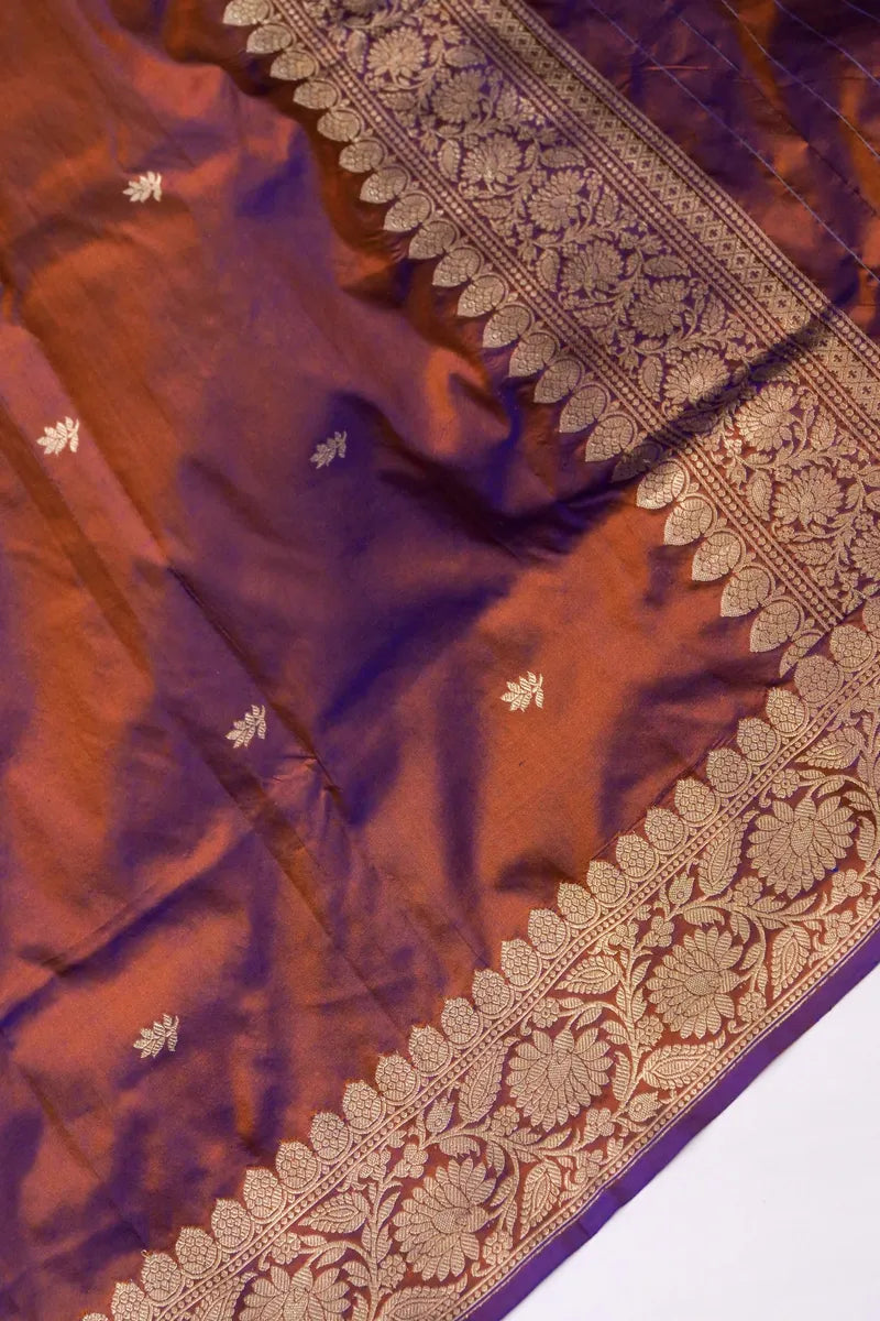 BANARASI KATAN SILK RUST COLOR UNSTITCHED SUIT