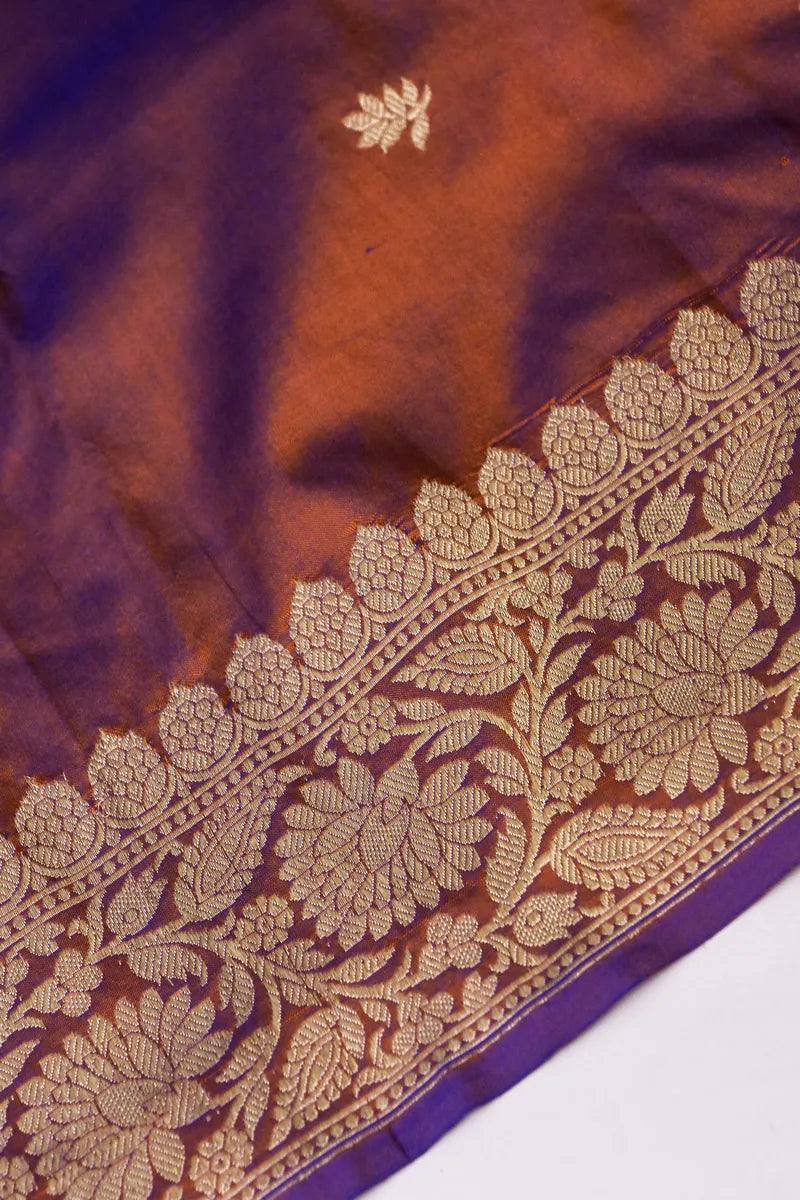 BANARASI KATAN SILK RUST COLOR UNSTITCHED SUIT
