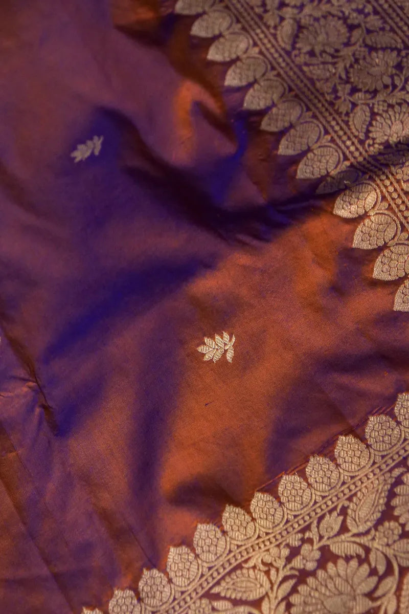 BANARASI KATAN SILK RUST COLOR UNSTITCHED SUIT